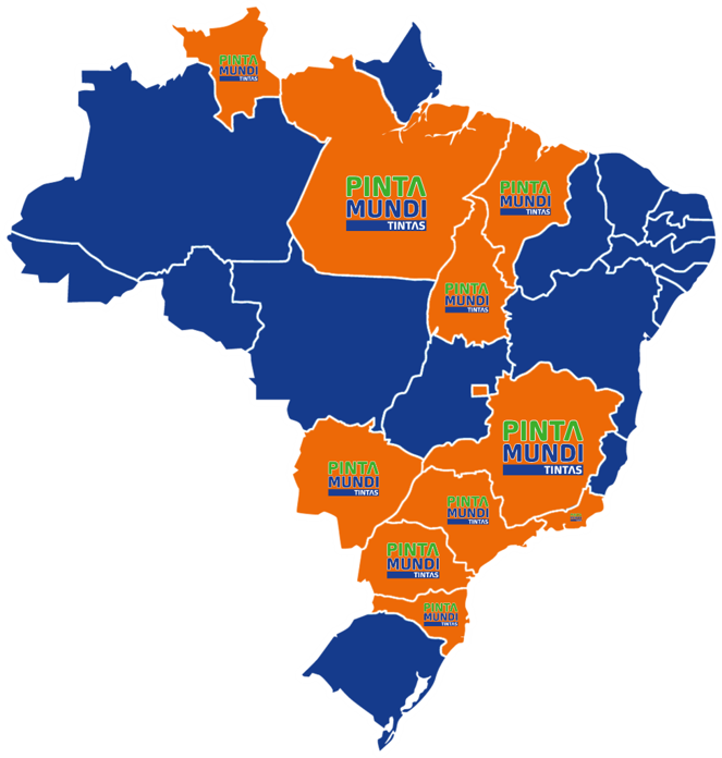 Mapa do Brasil com regiões de franqueados